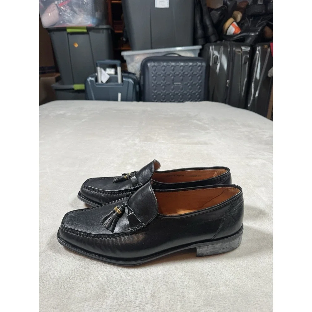 Bally Switzerland Moc Tassel Loafers Size 10 D Black Leather MINT